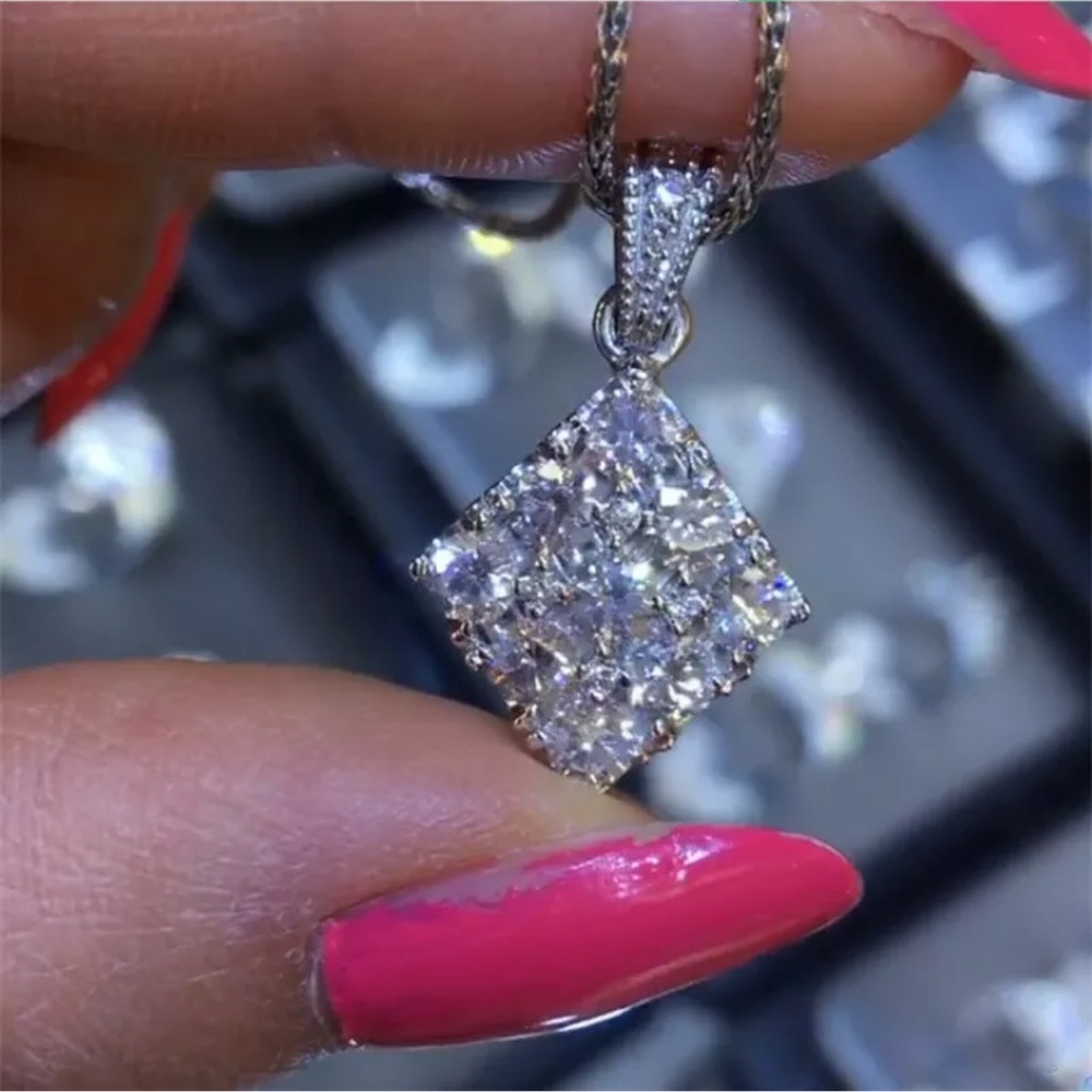 Elegant Women Jewelry Cubic Zirconia  Silver Necklaces Pendants Wedding Gifts